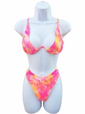 SHEIN Women’s Underwire Tie-Dye Triangle Bikini Set Size Large NWOT